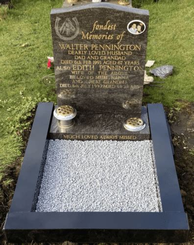 Adult Grave Edging Set 3 Foot Plain Edging With Blue Stones Memorial