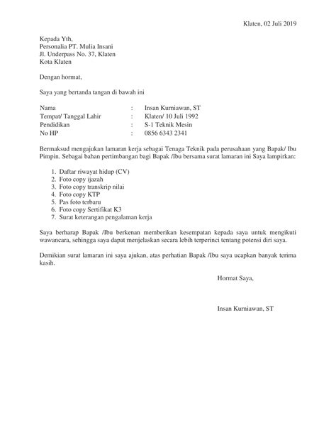 Jakarta, 2 maret 2012kepada yth.,bapak prof. Download 25+ Contoh Surat Lamaran Kerja yang Benar