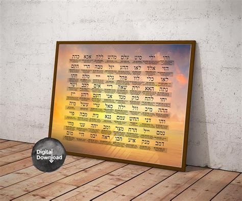 72 Names Of God Print Chart Divine Qualities Meanings Kabbalah Etsy