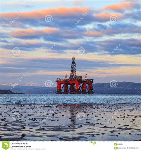 Semi Submersible Oil Rig At Cromarty Firth Stock Photo Image Of