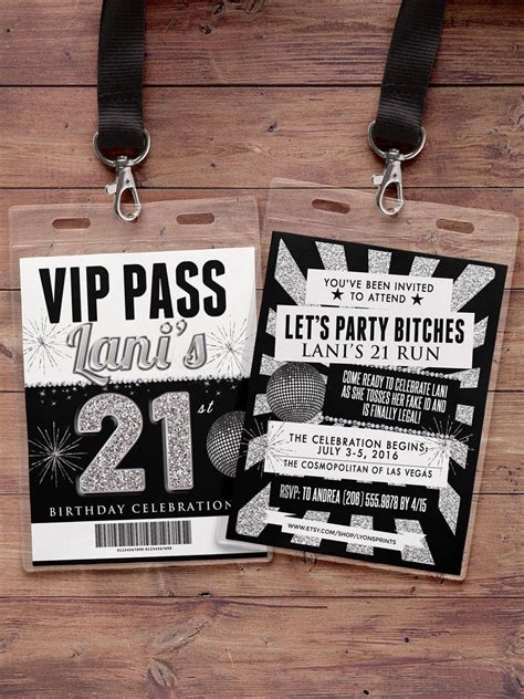 Any Age Birthday Invitation Rock Star Vip Pass Backstage Pass