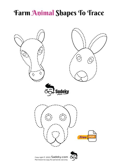 Free Farm Animal Shapes To Trace Color And Draw Sadeky