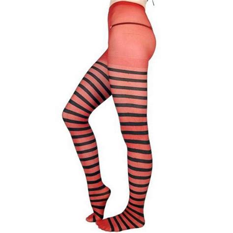 Red And Black Striped Tights By Queen Of Darkness • The Dark Store™