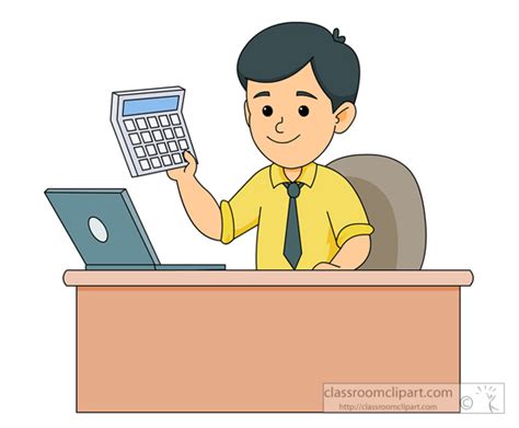 Occupation Clipart- accountant-at-desk-holding-calcuator - Classroom