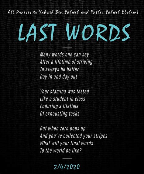 Last Words Words Say Word Poems