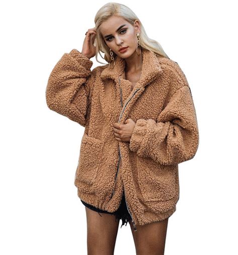 teddy coat women fluffy jacket autumn winter warm fleece fur hoodie oversized soft zipper plush