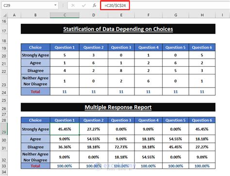 how to analyze survey data with multiple responses in excel 2 methods