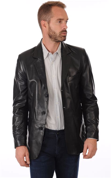 Vestes coupes courtes, manteaux en cuirs avec coupes plus ou moins longues, trois quart ou longues, cuir. Blazer Cuir Noir Homme La Canadienne - La Canadienne ...