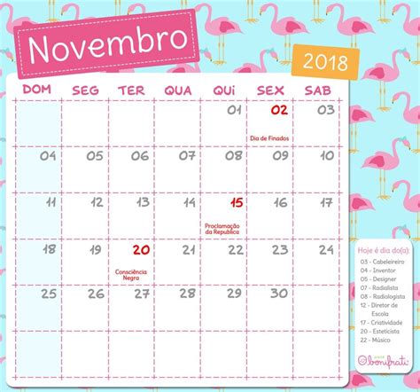 Deve Calendario Do Mes De Novembro Mais ~ Mundo Das Notícias