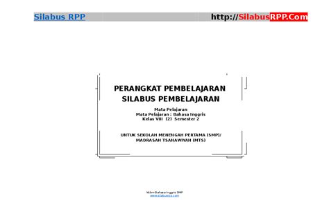 Download silabus smp/mts bahasa inggris kurikulum 2013 lengkap. Silabus Bahasa Inggris Kelas 8 Pdf - Silabus Rpp
