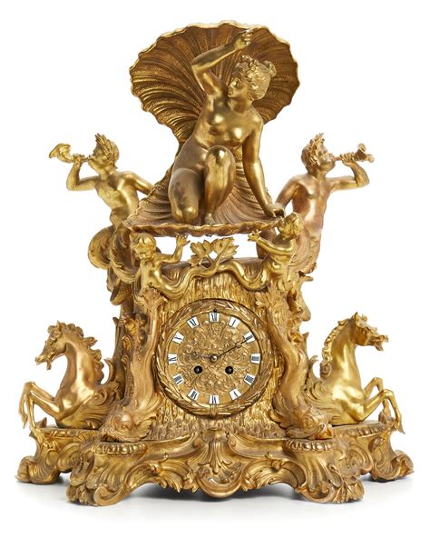 Lot A French Gilt Bronze Figural Mantel Clock