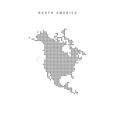 Square Dots Pattern Map Of North America Dotted Pixel Map Vector