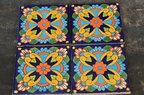 50 Mexican Talavera Tiles Handmade Hand Painted 4 X Etsy