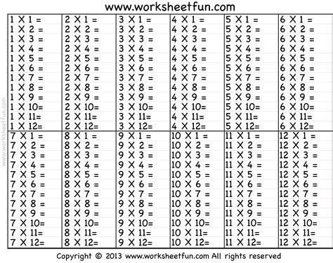 13 14 15 Times Tables Games Free Printable