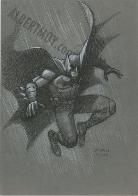 Albert Moy Original Comic Art Batman Jumping By Enrico Marini