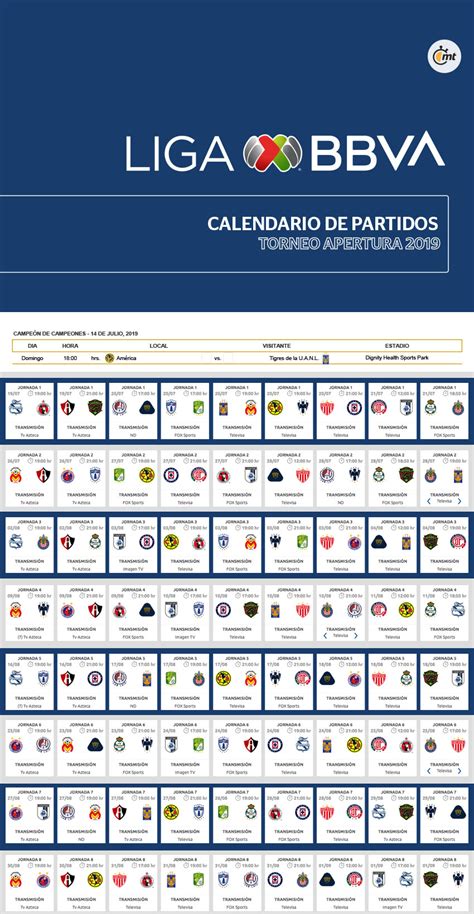 Calendario Apertura 2019 Liga MX Fechas Y Horario Del Futbol Mexicano