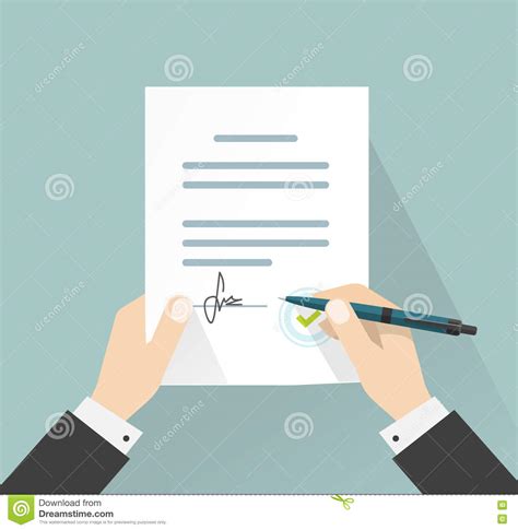 Agreement Concept Hand Signing Of Contract Vector Illustration