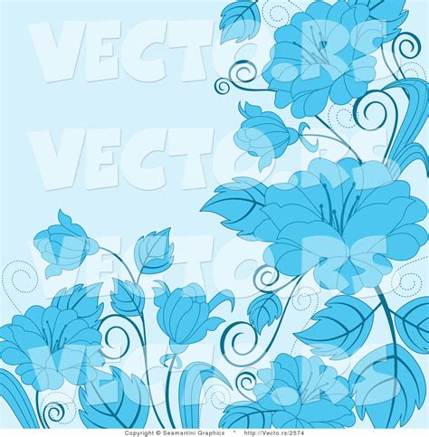 Vector Of Floral Background Design With Blue Flowers By Vector