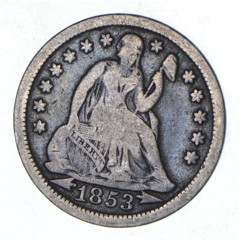 Full Liberty 1853 Seated Liberty Silver Dime Property Room