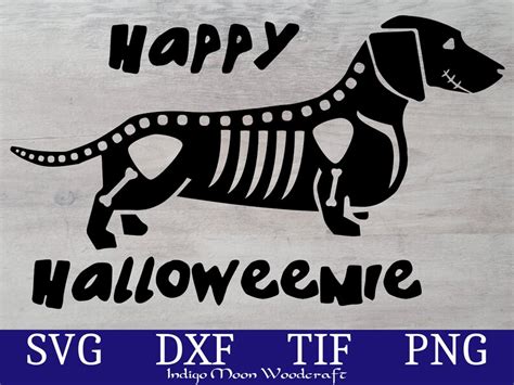 Happy Halloweenie Halloween Dachshund Skeleton Weiner Dog Svg Png Dxf