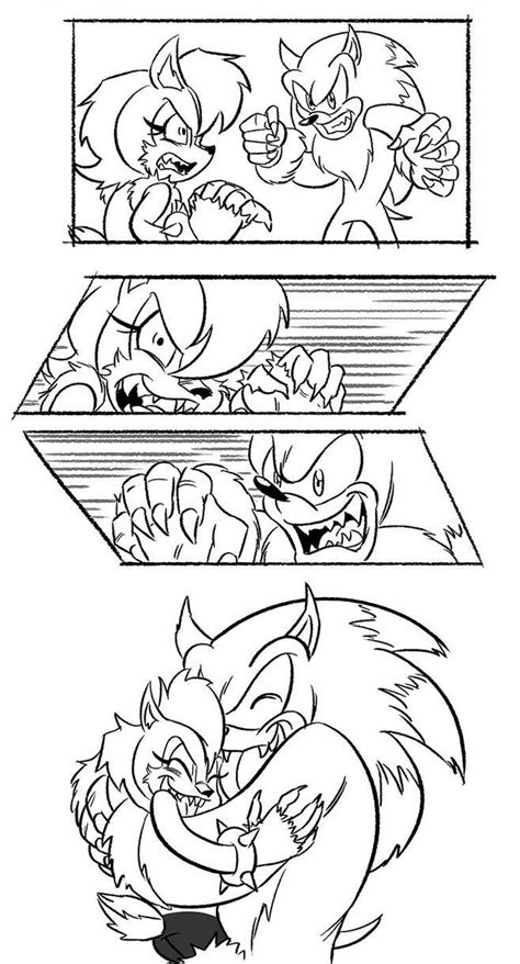 werehog vs feral sally by chauvels sonic satam sonic and amy zone archive archie comics