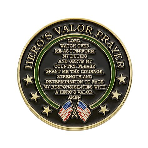 United States Army Challenge Coin With Heros Valor Prayer 1 Pack One