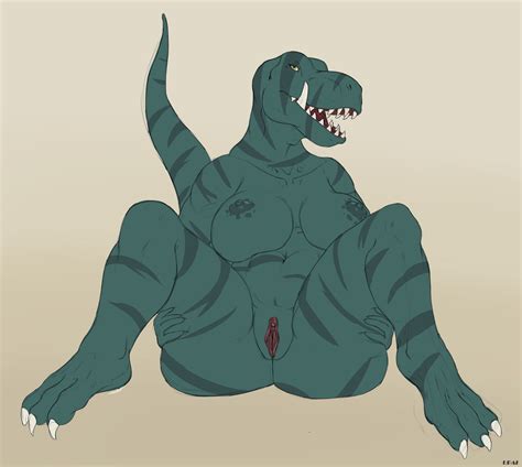 Rule 34 3 Toes Absurd Res Anthro Barefoot Breasts Dinosaur Fang Primal Female Genitals Green