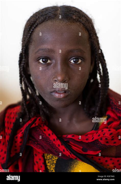 Portrait Of An Afar Tribe Girl Afar Region Afambo Ethiopia Stock