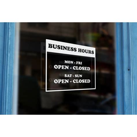Ls15 Bespoke Business Hours And Opening Hours Vinyl Cut Window Sticker