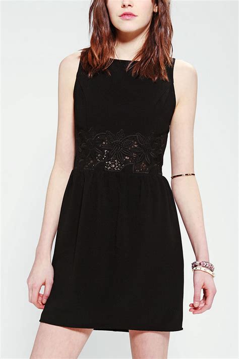 Urban Outfitters Pins And Needles Crepe Lace Waist Dress In Black Lyst