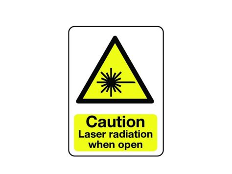 Caution Laser Radiation When Open Sign Self Adhesive Vinyl 150mm X