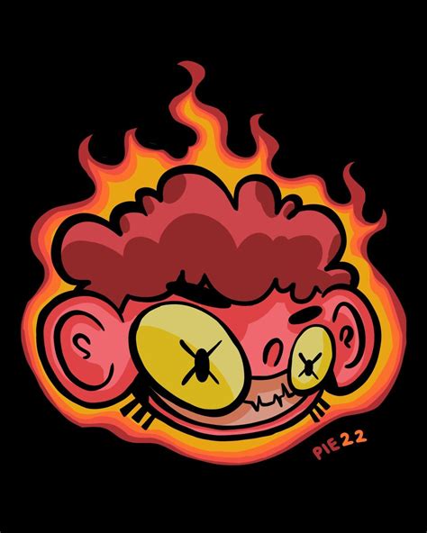 An Image Of A Cartoon Character With Fire Coming Out Of His Head And