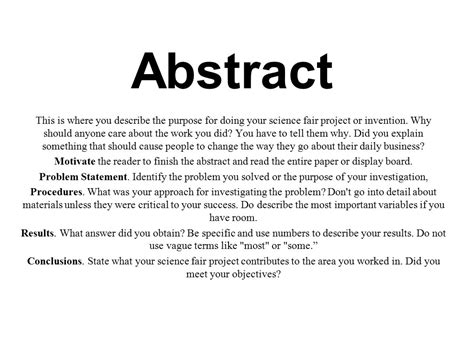 Abstract Example Science Fair