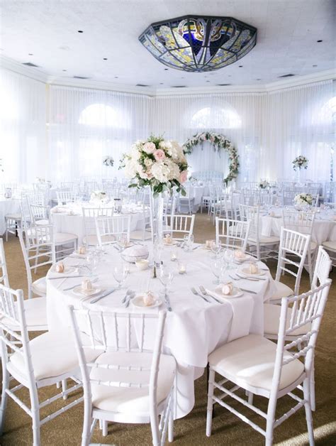 Clean And Classic Wedding Tables With White Chiavari Chairs White And