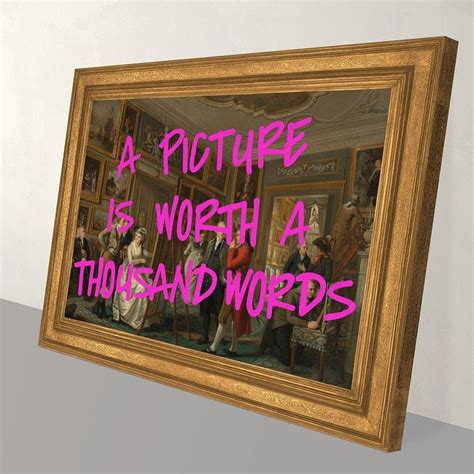 a picture is worth a thousand words canvas art print pink graffiti slogan art with printed