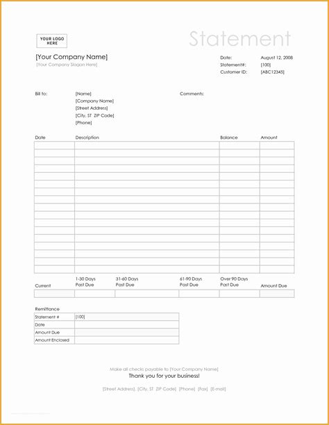 Free Printable Billing Statement Template Of Invoice Statement ...