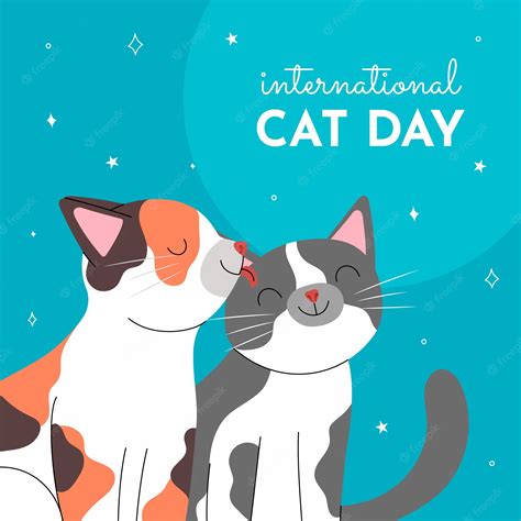 Premium Vector Flat International Cat Day Illustration With Cats