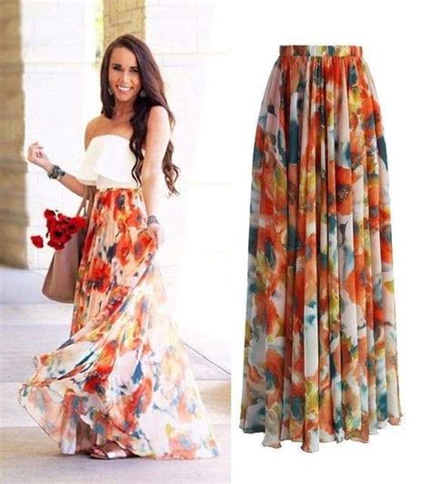 Floral Long Maxi Full Print Skirt Long Skirt Casual Maxi Skirt
