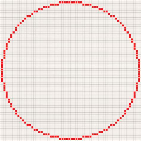 That circle should then fit in a 35x35 matrix. Pixelized Circle in Tikz - TeX - LaTeX Stack Exchange