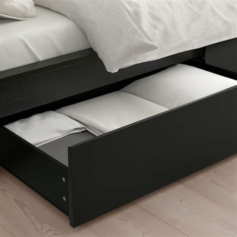 Malm High Bed Frame2 Storage Boxes Black Brownluröy Queen Ikea