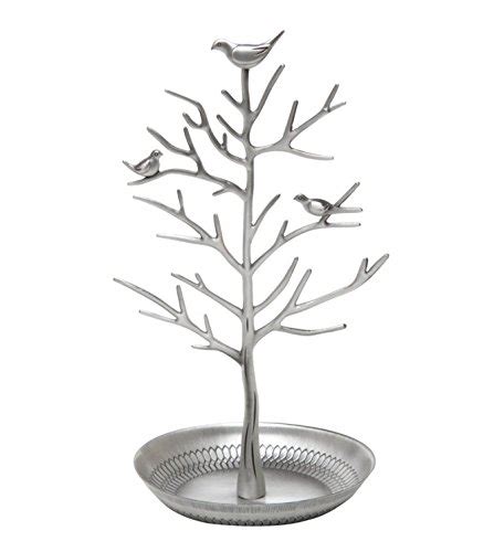 Jqworkland Silver Birds Tree Jewelry Stand Display Earring Necklace