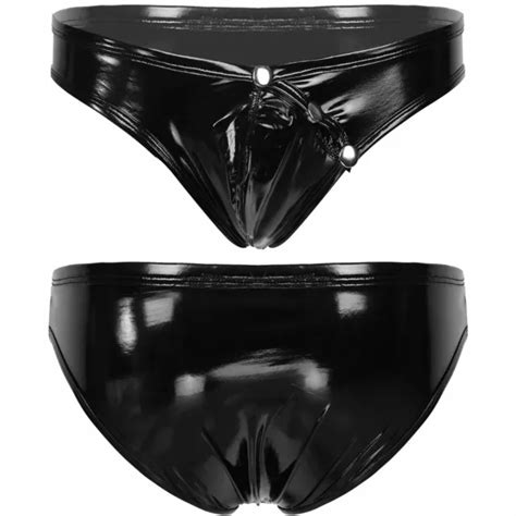Sexy Mens Faux Leather Triangle Briefs Bikini Underwear Panties Thong