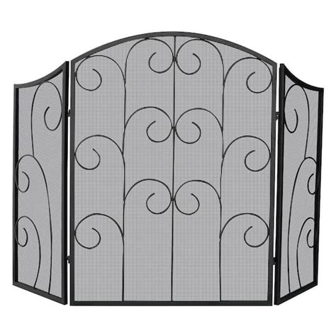 Uniflame Black Wrought Iron 52 In W 3 Panel Fireplace Screen With