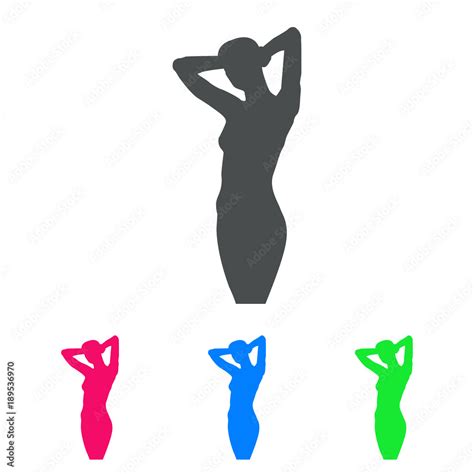 Icono Plano Silueta Chica Desnuda De Pie En Varios Colores Stock Vector Adobe Stock