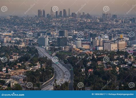 Los Angeles Cityscape Sunset Editorial Photography Image Of Downtown