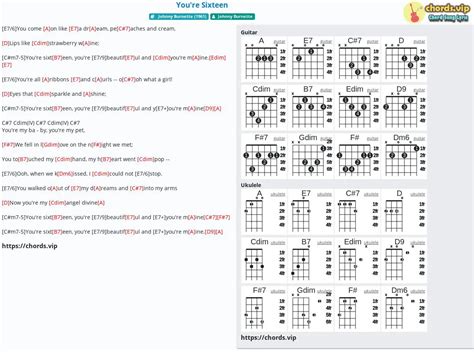 Chord Youre Sixteen Johnny Burnette Tab Song Lyric Sheet