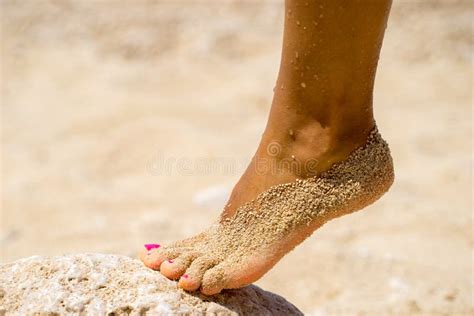 Female Leg And Foot On Sand Stock Photo Image Of Ionian Summer
