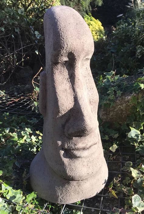 Stone Easter Island Head Statue Face Moaitiki Style Garden Etsy Uk