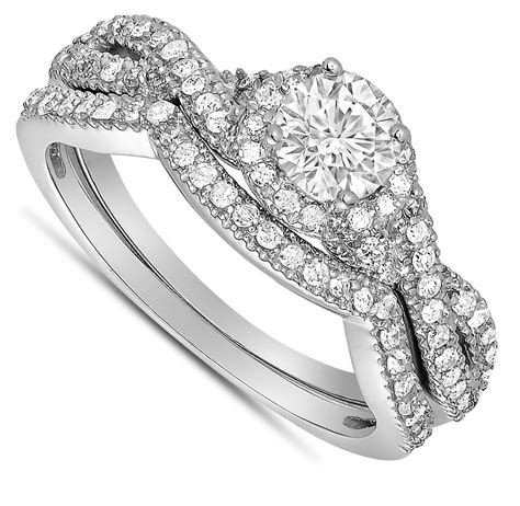2 Carat Round Diamond Infinity Wedding Ring Set In White Gold For Her