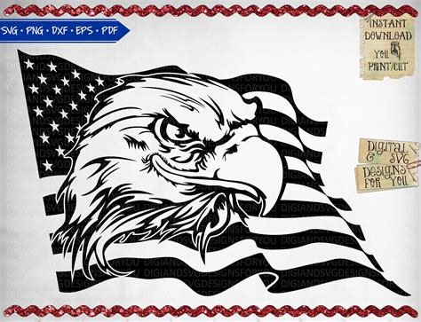 Flag And Eagle Svg Cut File Flag Design Eagle 4th Of July Etsy